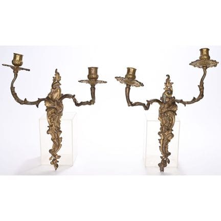 COPPIA DI APPLIQUE IN STILE REGENCE in bronzo con 