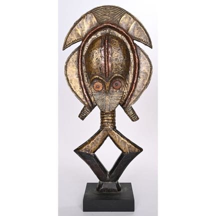 FIGURA-RELIQUARIO in legno, rame e ottone. Kota-Ob