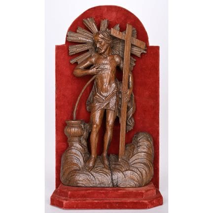 Relief aus patinierter Eiche, das Christus beim Tr