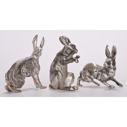 COLLEZIONE DI 3 LEPRI in argento massiccio con pun
