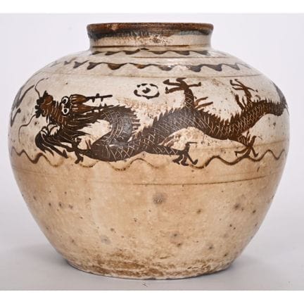RARO «JARRÓN DEL DRAGÓN» DE CIZHOU. Cerámica esmal