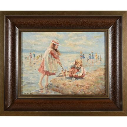 VAN DER PLAS Nicolas. «Les jeux de plage». Huile s