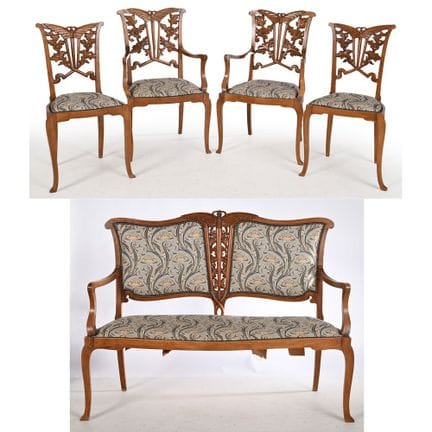 DE FEURE. (Attribué à). SALON ART NOUVEAU en hêtre