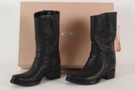 MIU MIU - Paire de bottes Bisonte en cuir grainé n