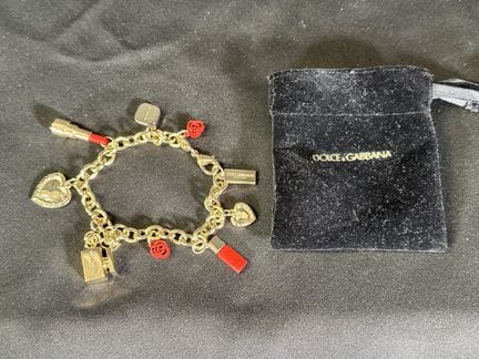 DOLCE  GABBANA - Bracelet en métal doré orné de ne