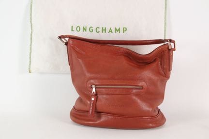 LONGCHAMP - Sac porté épaule en cuir grainé fauve,