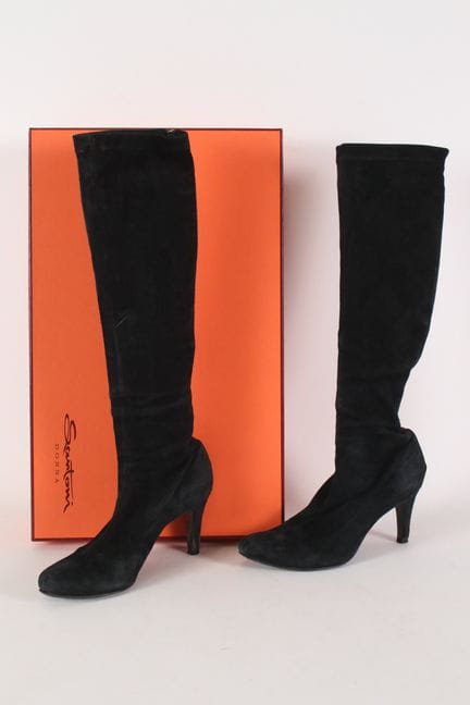 GEORGES RECH - Paire de bottes en cuir suédé noir.