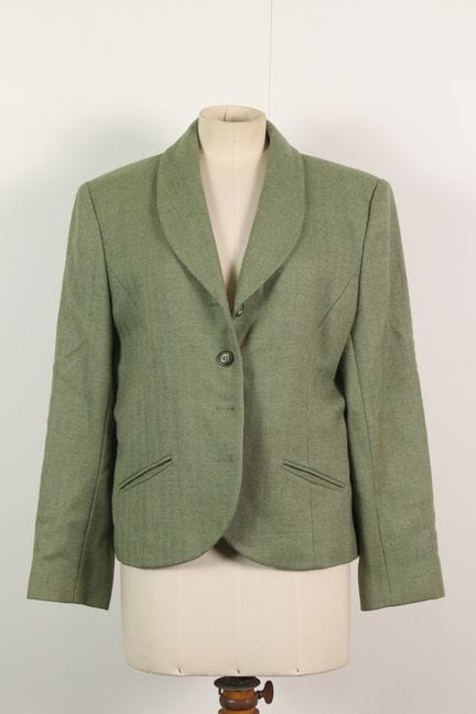 LOCHCARRON - Veste en tweed de laine verte à motif