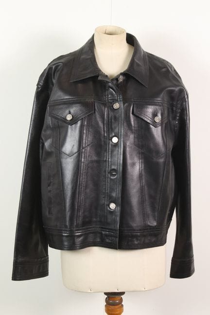 STAND STUDIO - Veste oversize en cuir d'agneau noi