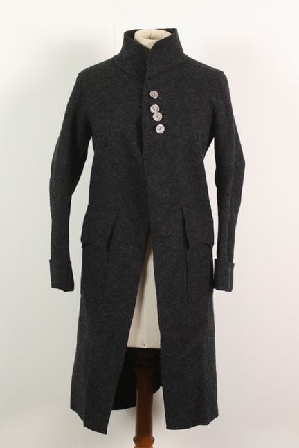 AGNES B - Manteau en laine anthracite cintré à déc