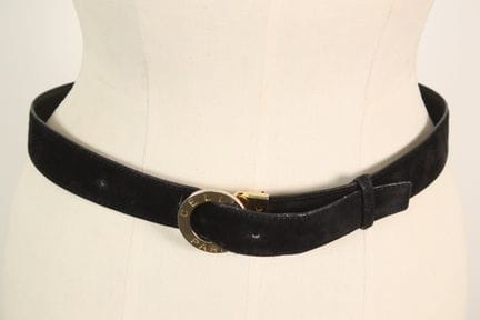 CELINE - Ceinture en cuir velours noir, la boucle 