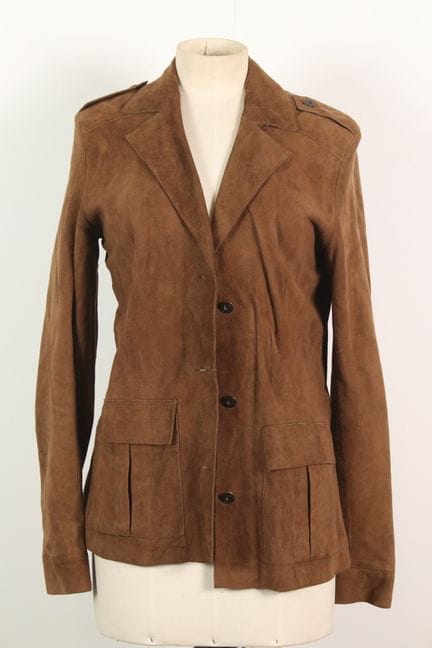 PELLESSIMO - Veste en cuir velours de chèvre camel