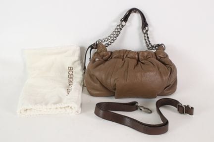 BCBG MAXAZRIA - Sac boule en cuir marron glacé. En
