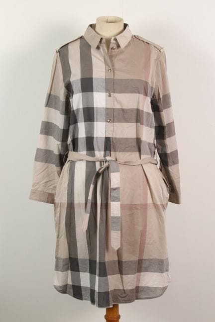 BURBERRY - Robe ceinturée en coton imprimée maxi t
