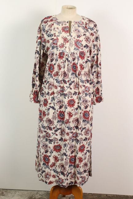 SŒUR - Robe longue en coton imprimé floral. T. 36.
