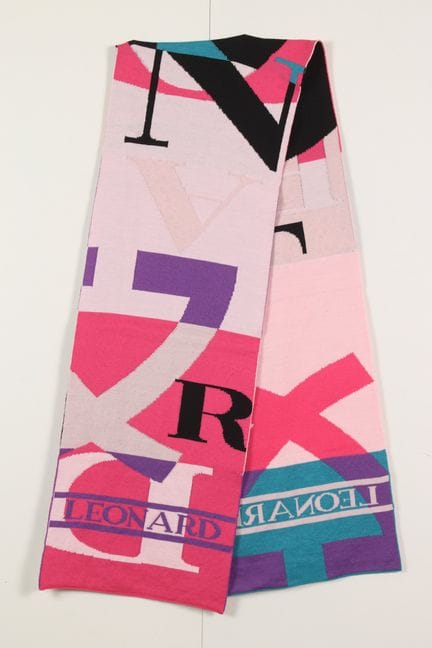 LEONARD - Echarpe en laine rayée siglée polychrome