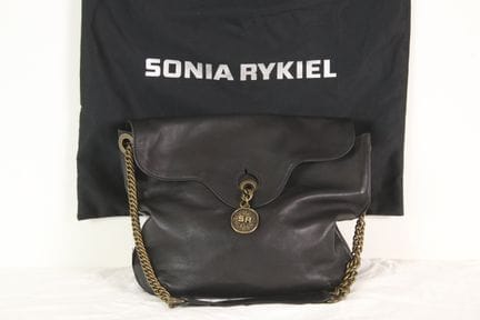 SONIA RYKIEL - Sac besace porté épaule en cuir lis
