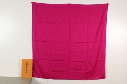 LOUIS VUITTON - Châle en soie et laine rose vif mo