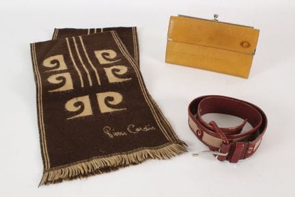 PIERRE CARDIN - Ceinture en cuir bordeaux et toile
