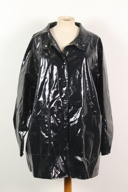 BELLEROSE - Ciré en coton et polyuréthane noir. T.