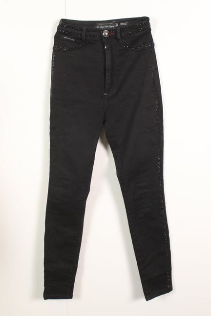 PHILIPP PLEIN - Jean slim en coton noir appliqué d