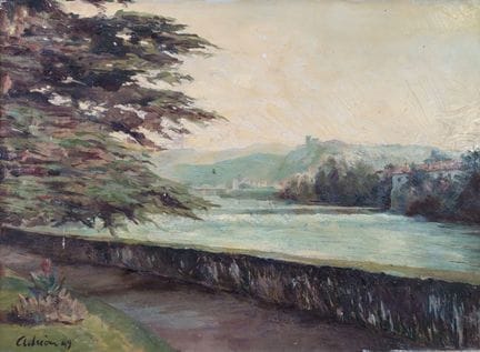 Lucien ADRION (1889-1953) 
"Promenade au bord du c