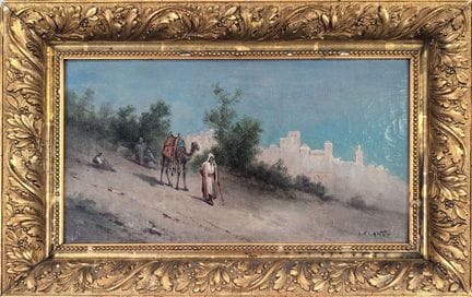 Louis CLANET (XX) 
«Paisaje orientalista, hombre c