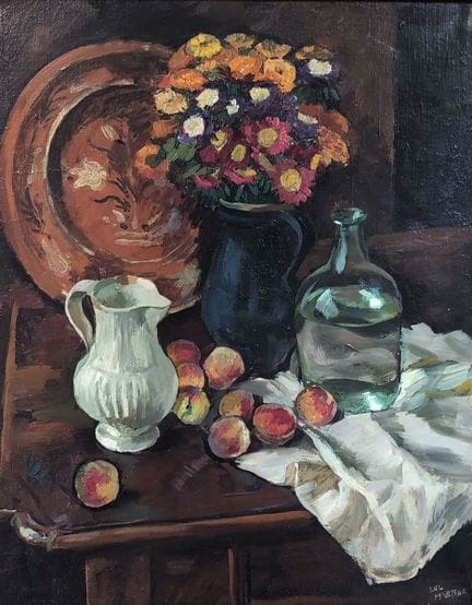 Luc HUEBER (1888-1974) 
"Natura morta con bottigli