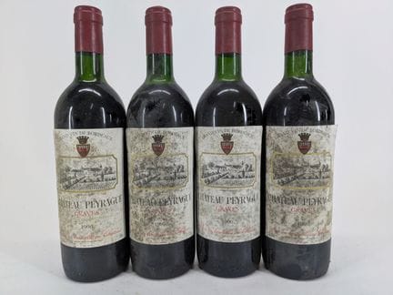 4 bouteilles Château Peyragué, Graves, Rouge, 1990