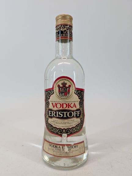 1 bouteille Eristoff, Vodka, étiquette sale et lég