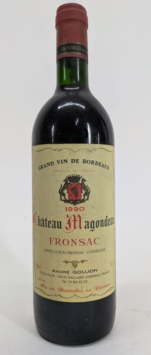 1 bouteille Château Magondeau, Fronsac, 1990