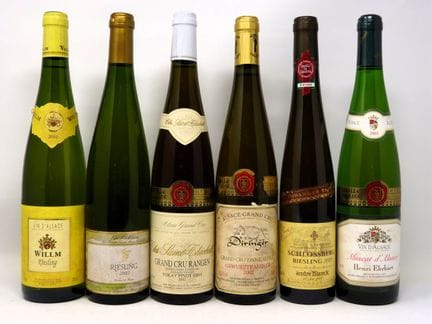 6 bouteilles :
- 1 bouteille Willm, Riesling, 2002