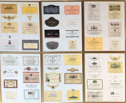 Réunion d'ÉTIQUETTES de bouteilles de vin
Sous six