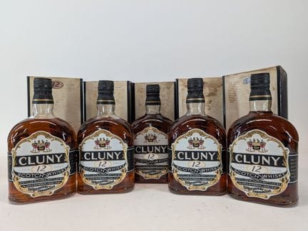 5 bouteilles Cluny, Scotch Whisky, 12 ans d'âge, d