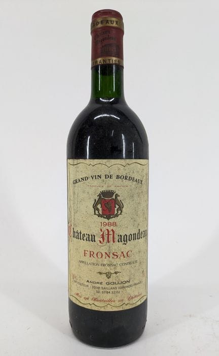 1 bouteille Château Magondeau, Fronsac, 1988, étiq