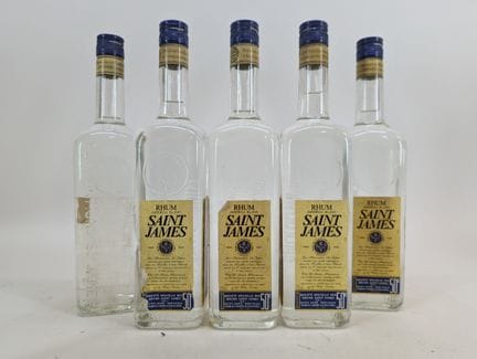 5 bouteilles Saint-James, Rhum Impérial Blanc, éti