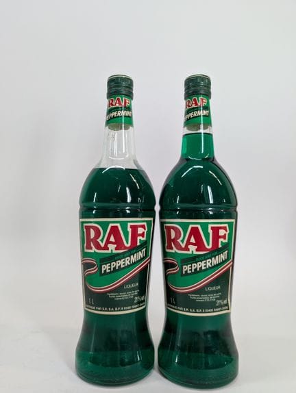 2 bouteilles RAF, Peppermint, liqueur de menthe, u
