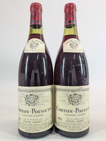 2 bottles of Louis Jadot, Corton-Pougets, 1982