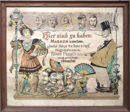 KURIOSITÄT
Werbeplakat für ein Geschäft für Masken