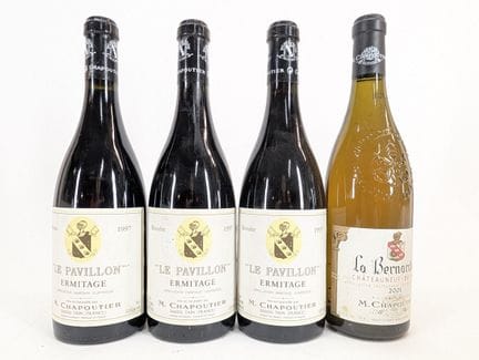 4 bouteilles :
- 3 bouteilles M. Chapoutier, Ermit