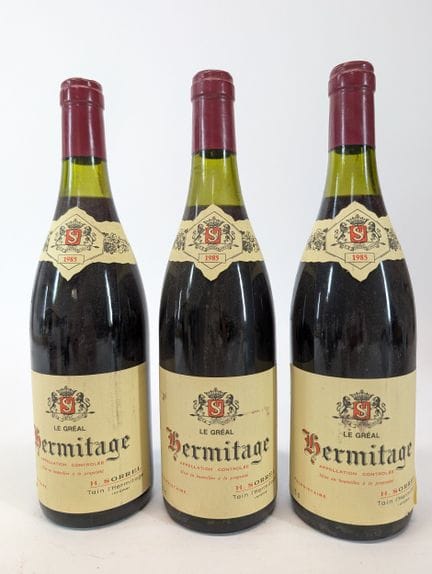 3 bouteilles Sorrel, Hermitage, Le Gréal, Rouge, 1
