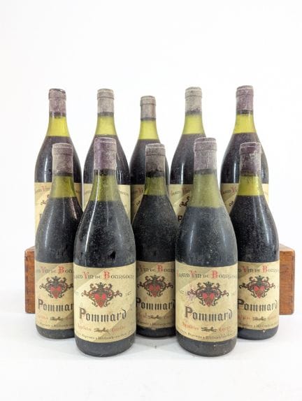 10 Flaschen Castel Frères, Pommard, 1977, verschmu