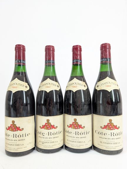 4 bouteilles M. Chapoutier, Côte-Rôtie, 1982, nive