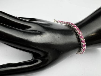 pulsera de plata 925 / 1000 rubíes - 16,3 grs