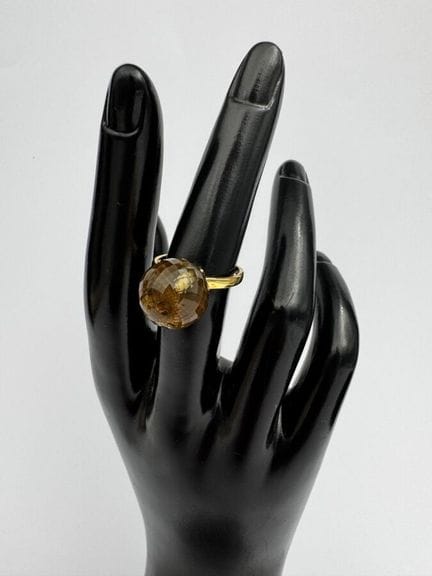 Anillo de plata 925  vermeille, con un par de citr