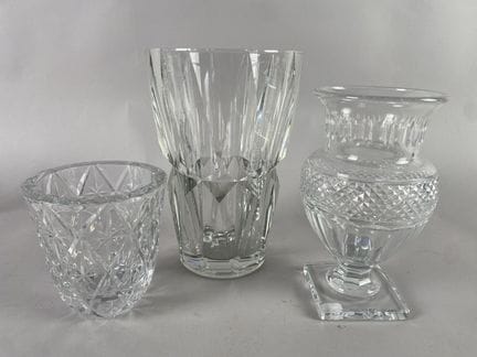 3 jarrones (de cristal de Argental, Baccarat y Sai
