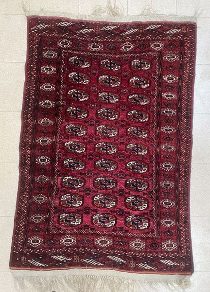 Tapis Turkmène (chaine, trame et velours laine) Tu