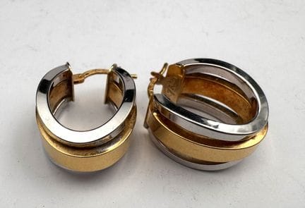 Par de aros italianos de oro bicolor, 5,4 g