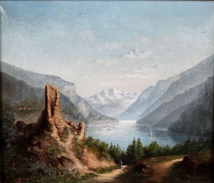 Escuela francesa del siglo XIX
«Paisaje, lago y mo