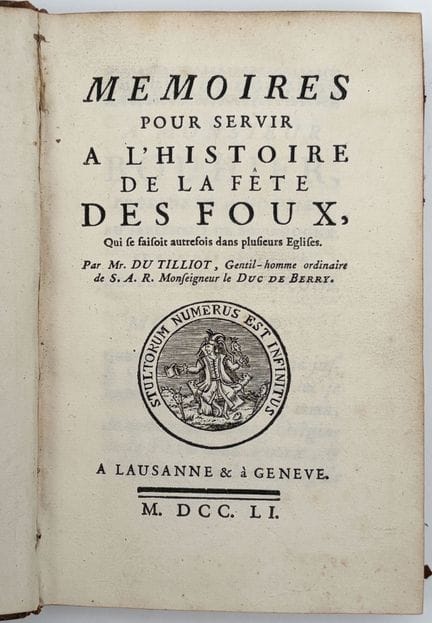 DU TILLIOT (J. B.). MEMOIRS ON THE HISTORY OF THE 
